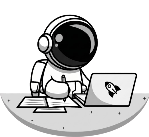 Stylized illustration of an astronaut developer floating with holographic Flutter code screens